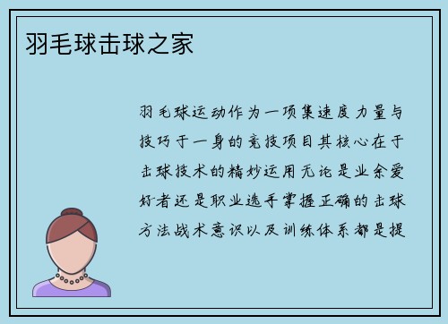 羽毛球击球之家